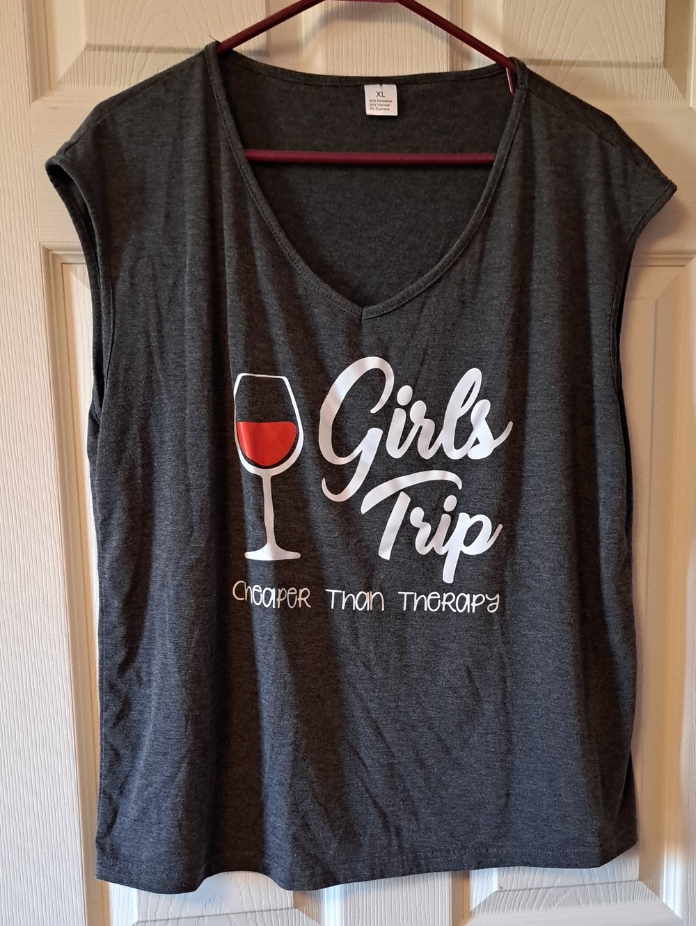 Women's Charcoal Tank Top with White and Red Graphic
